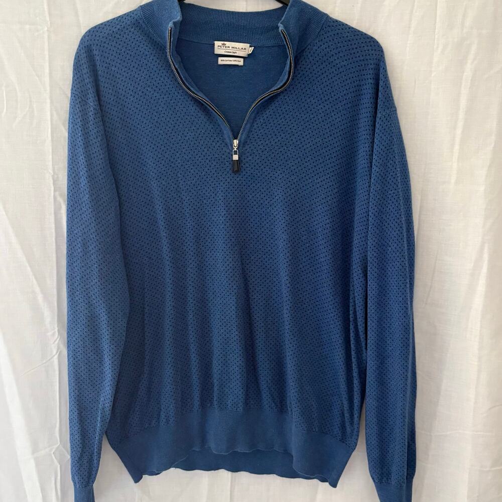 Peter Millar Comfort Soft Cotton Silk Blend 1/4 Zip Sweater Size Large